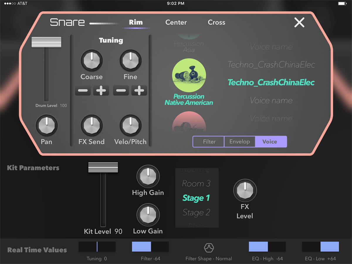 Simmons Advanced app Drum Edit feature screenshot