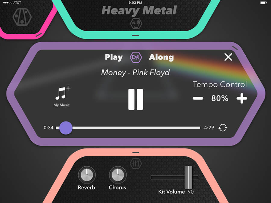Simmons Drum app Play Along feature screenshot