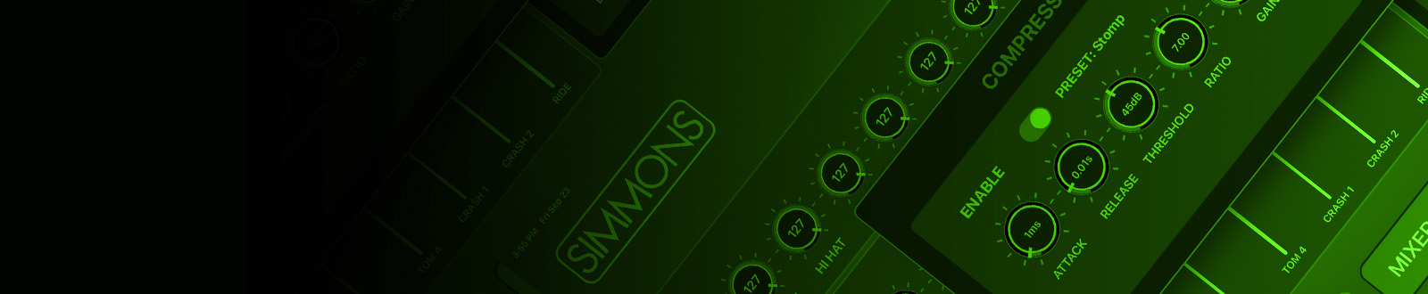 Simmons drum 2 app on Ipad close up