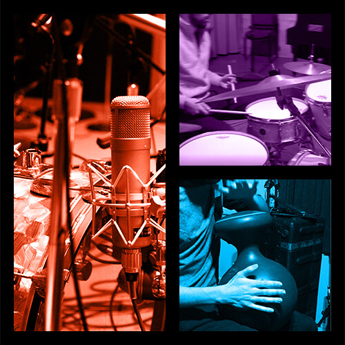 collage of drum and percussion