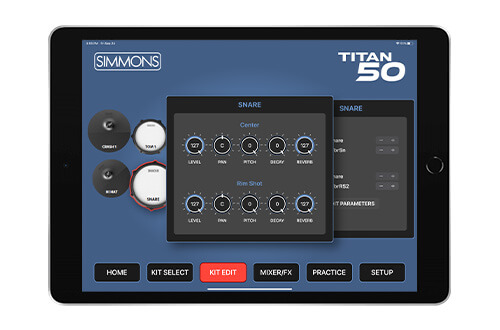 Simmons Drums 2 app Kit Edit feature on Ipad