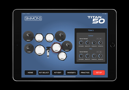 Simmons Drums 2 app setup feature on Ipad