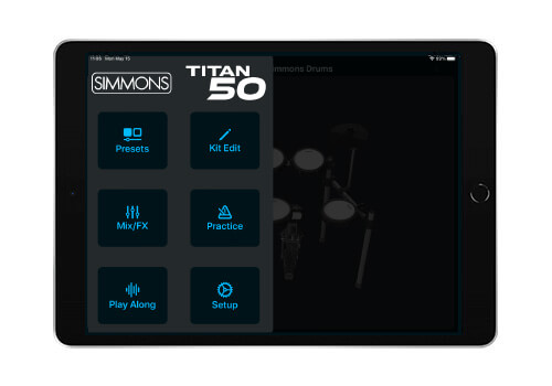 Simmons Drums 2 App Menu